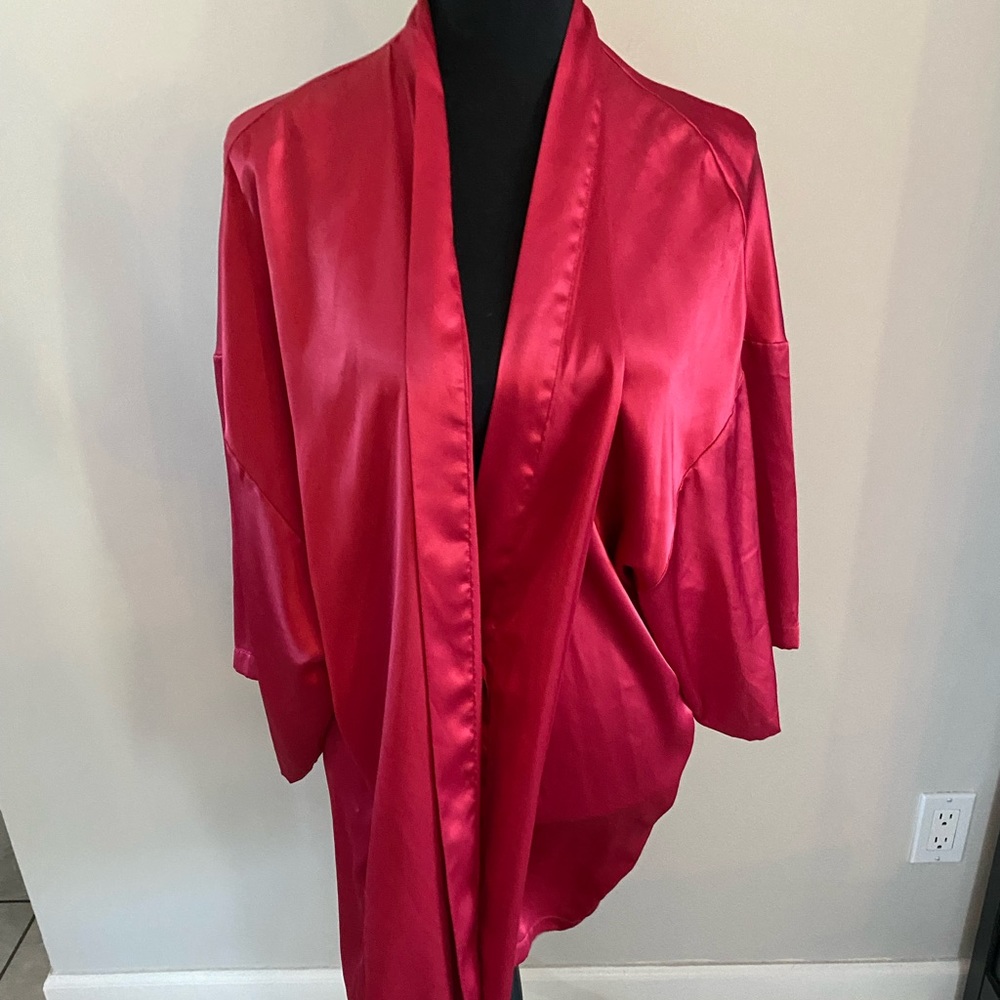 Short Silky Red Robe